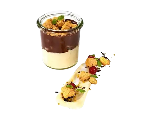 Schoko-Dessert im Glas von Meiks Catering München